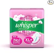 Whisper Ultra Soft air fresh Sanitary Pads XL, Pack of 7 Pads