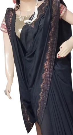 Black Saree with Golden border