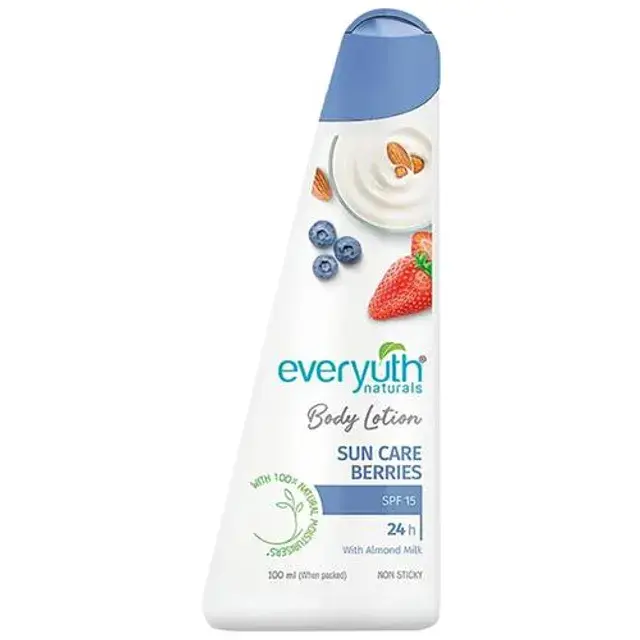 Everyuth Naturals Sun Care Berries Body Lotion - With Almond Milk, SPF 15, Natural Moisturizer, 100 ml