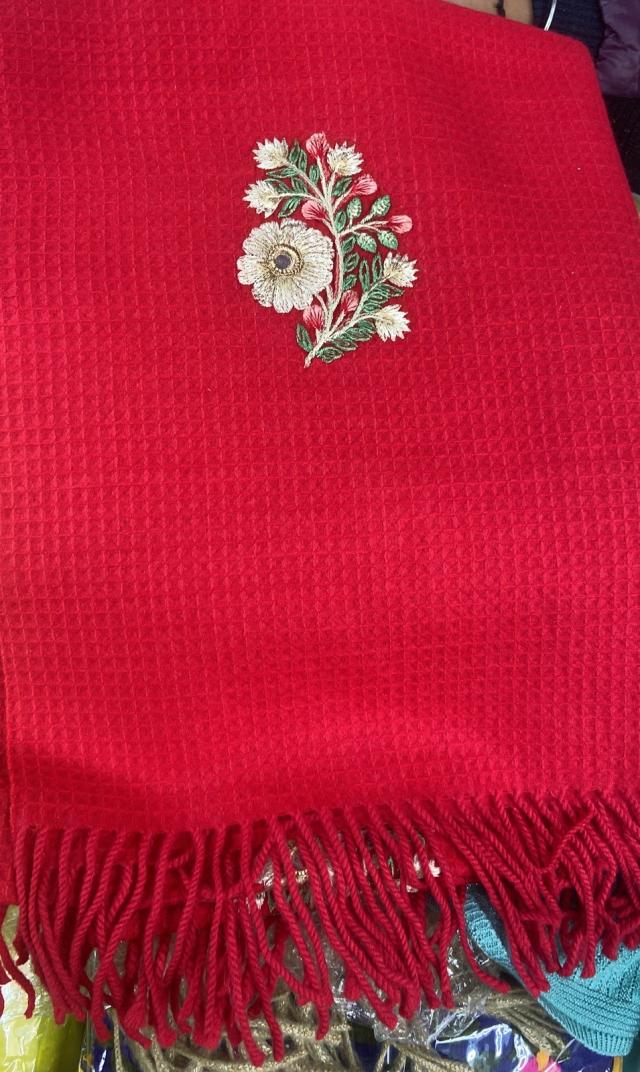 Wool Paisley Women Shawl Red for Winter