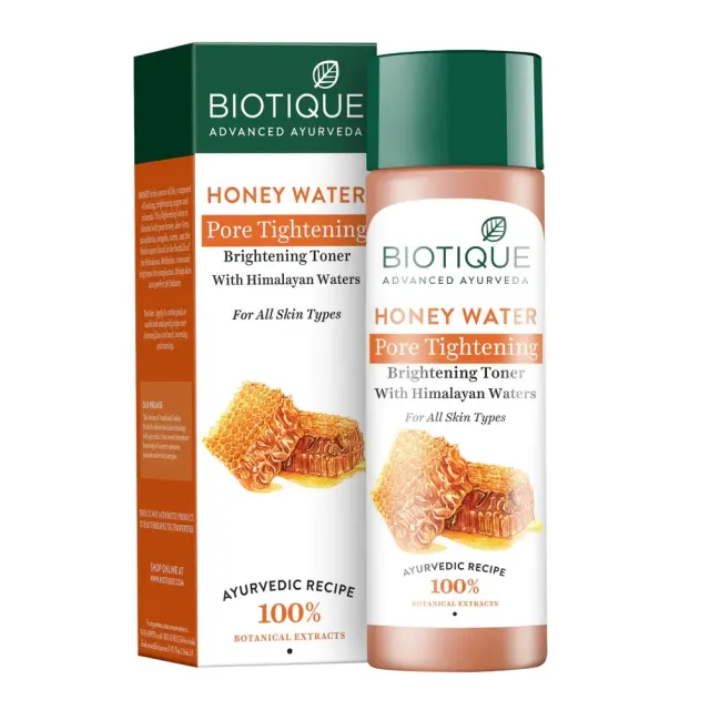 Biotique Honey Water Pore Tightening Brightening Toner With Himalayan Waters, 120 ml