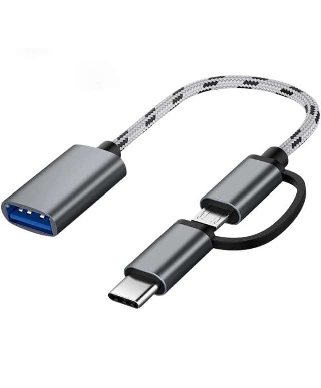 2 in 1 OTG Adapter Cable Micro USB+USB C to USB 3.0